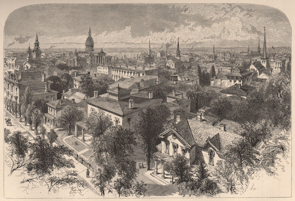 MILWAUKEE. View of the city. Wisconsin 1874 old antique vintage print picture